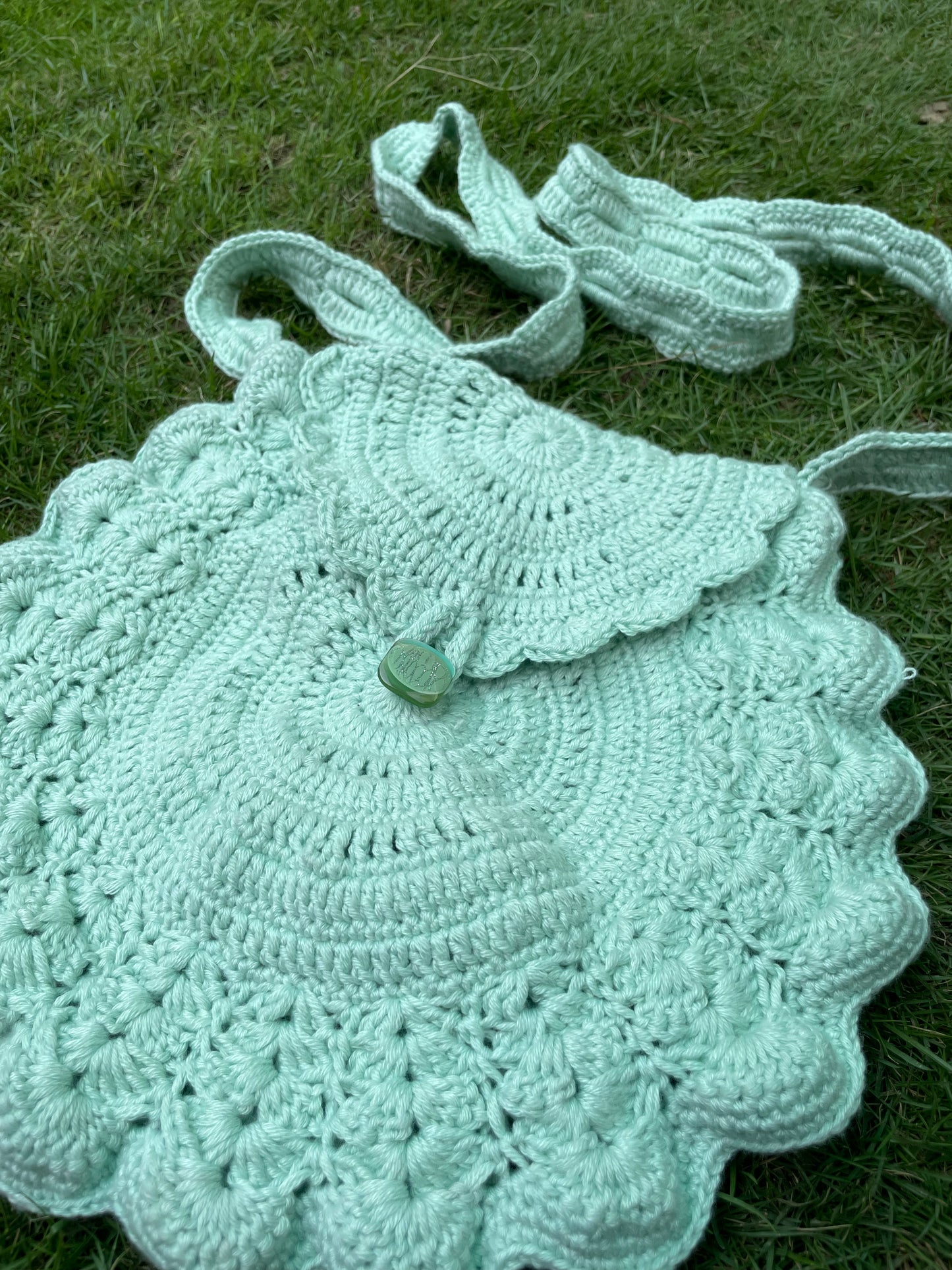Mint Green Handmade Crochet Shoulder Bag
