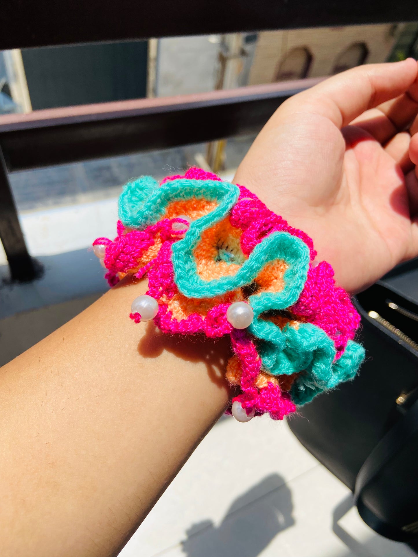 Handmade Colorful Crochet Scrunchie Bracelet