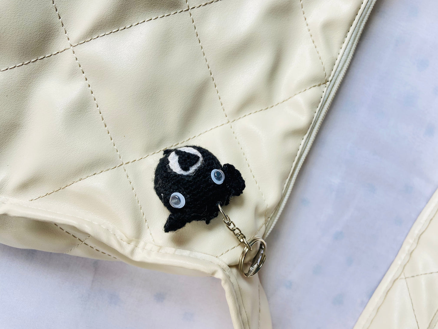 Handmade Crochet Black Creature Keychain