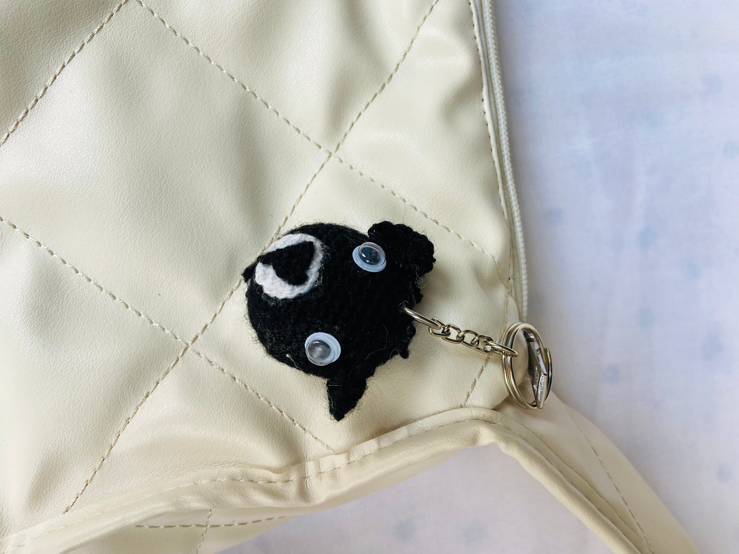 Handmade Crochet Black Creature Keychain