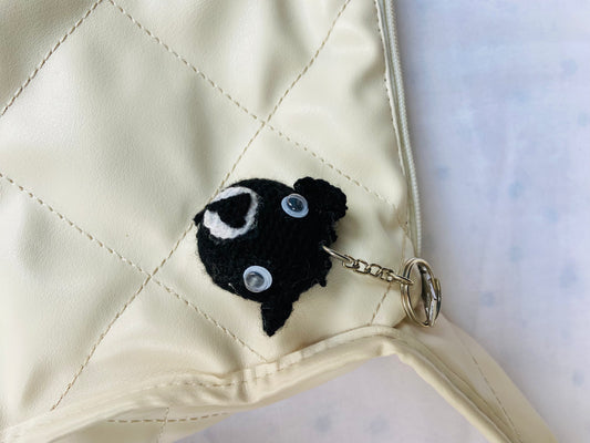 Handmade Crochet Black Creature Keychain