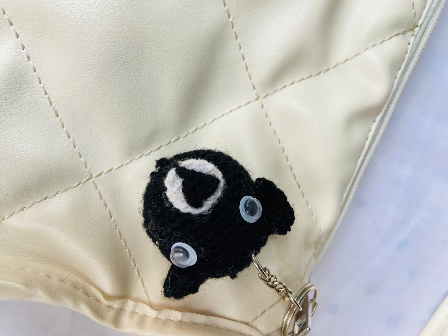 Handmade Crochet Black Creature Keychain