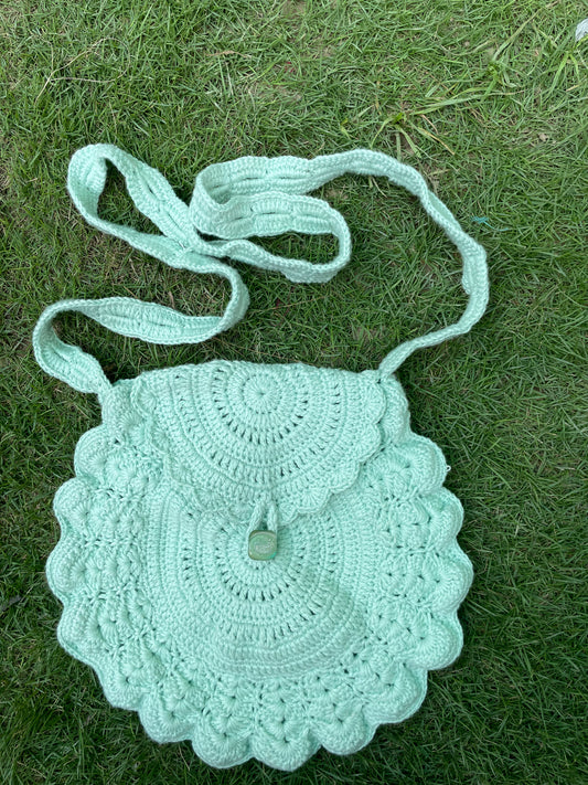 Mint Green Handmade Crochet Shoulder Bag