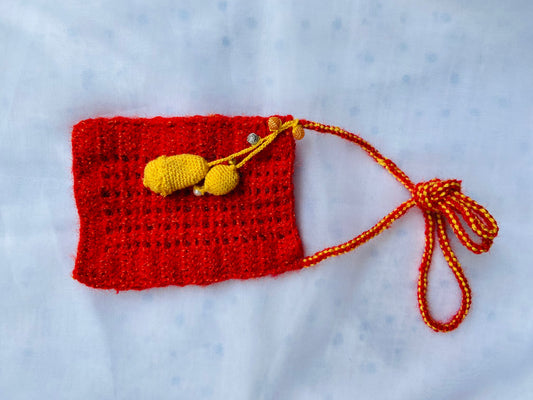 Red & Yellow Beaded Crochet Phone Sling Bag
