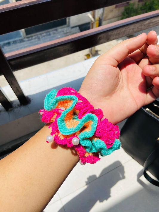 Handmade Colorful Crochet Scrunchie Bracelet